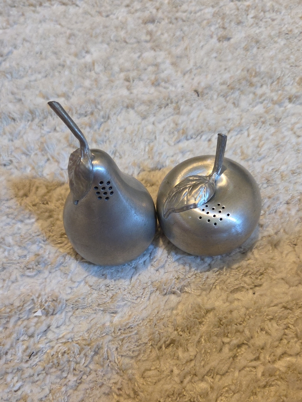 Metal Fruit Salt and Pepper Shakers - Pear and Apple